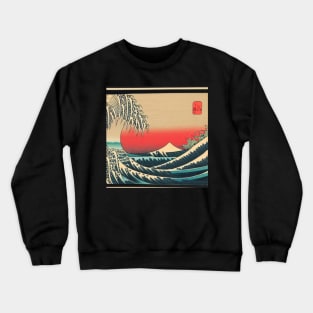 The Majestic Wave at Sunset - A Breathtaking Ukiyo-e Painting Crewneck Sweatshirt